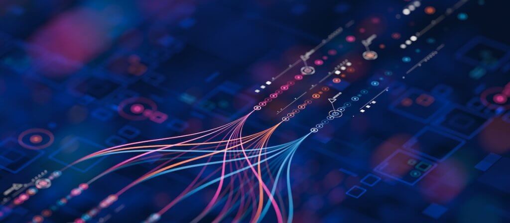 Big data technology Data science analysing artificial intelligence generative AI deep learning machine learning algorithm Neural flow network analytics innovation abstract futuristic. 3d rendering.